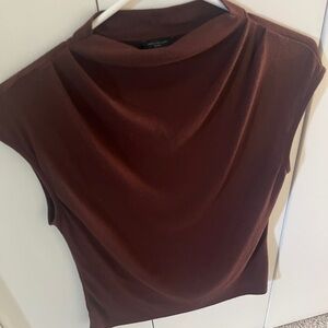 Ann Taylor brown shirt, petite medium, excellent condition